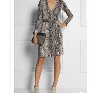 Diane Von Furstenberg Snake Print Dress - Black and Gray